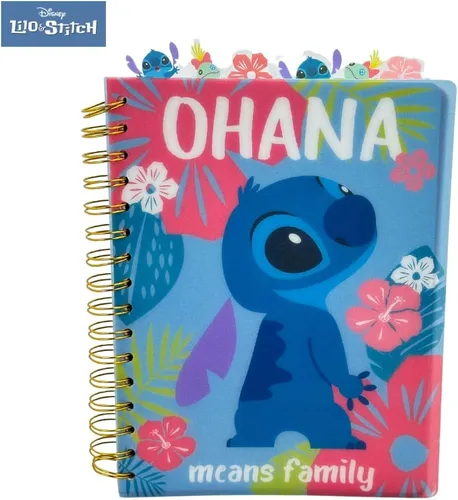 Miniatura 9 de Cuaderno de Disney Stitch con pestañas "Ohana", encuadernado en espiral, 144 páginas a rayas, 20 x 18 cm, Azul