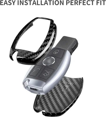 Miniatura 4 de Funda para llavero de fibra de carbono real compatible con Mercedes Benz, protector de llavero T-carbon para Benz A B C E S G M V Class CLA CLS GLA