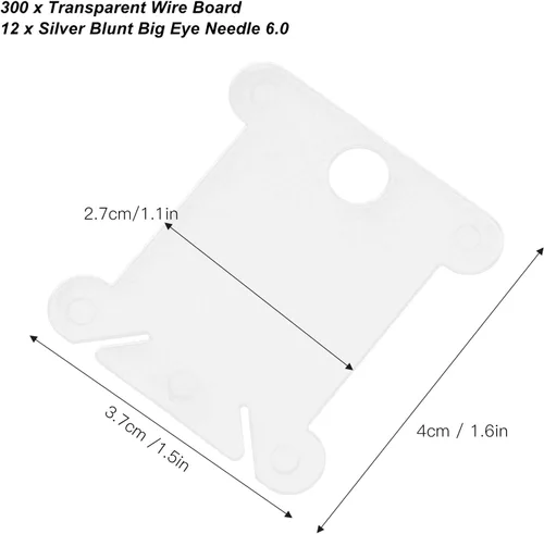 Miniatura 2 de Zerodis 300 tarjetas de hilo dental, placa de bobinado de costura de plástico transparente, soporte de hilo de punto de cruz, herramienta
