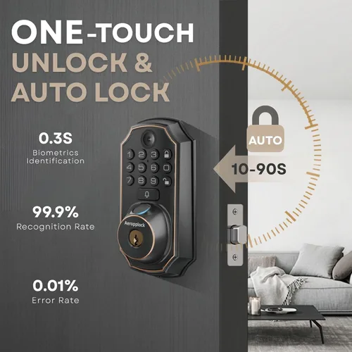 Miniatura 3 de Cerradura de puerta de huella dactilar Cerradura de puerta de entrada sin llave Cerradura de cerrojo para puerta delantera Cerradura inteligente