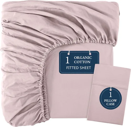 Miniatura 18 de LANE LINEN Juego de 2 piezas con sábana bajera 100% algodón orgánico tamaño individual y 1 funda de almohada, tejido de percal ligero, ultra suave