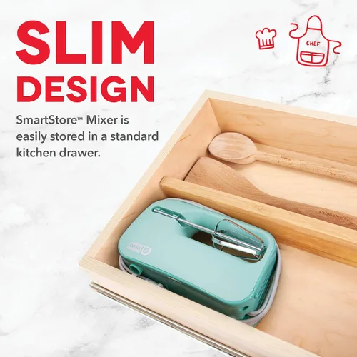 Miniatura 4 de Dash SmartStore - Batidora de mano eléctrica para hornear todos los días, potencia de 3 velocidades y botón eyector de batidor de un solo toque