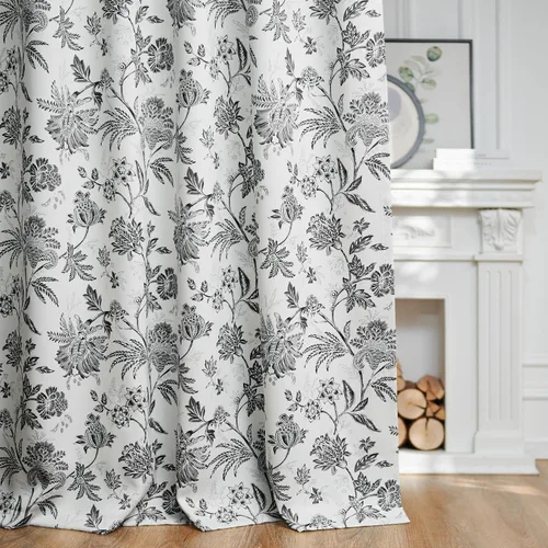 Miniatura 2 de jinchan Cortinas Opacas Florales para Dormitorio, 63 Pulgadas de Largo Cortinas Opacas con Estampado de Flores, Estilo Campo Francés con Pestañas