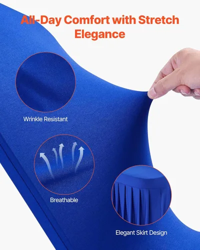 Miniatura 61 de VEVOR 150 fundas blancas para sillas de poliéster y elastano, fundas elásticas para bodas, fiestas, comedor, banquetes, sin pinzas, 150