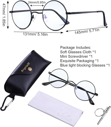 Miniatura 6 de Brigtlaiff - Lentes redondos con bloqueo de luz azul para hombres y mujeres, anteojos para computadora, juegos y TV, antifatiga ocular con marco
