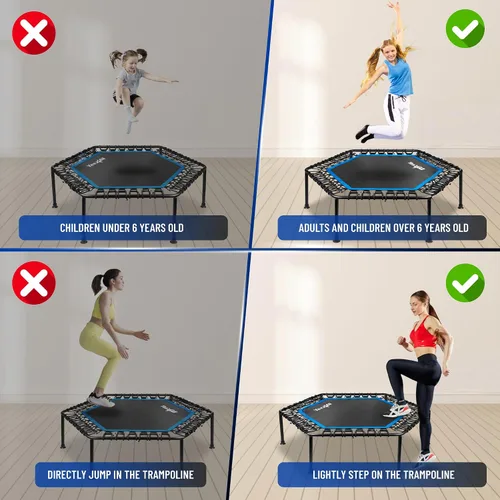 Miniatura 6 de Yes4All Trampolín de rebote para adultos, 48 pulgadas, 350 libras, trampolín de ejercicio estable y silencioso para rebote, salto cardiovascular Sin