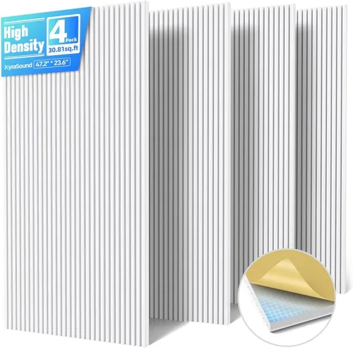Miniatura 8 de Paquete de 8 paneles acústicos grandes que absorben el sonido con autoadhesivo, 47.2 x 23.6 x 0.36 pulgadas, paneles de espuma a prueba de sonido