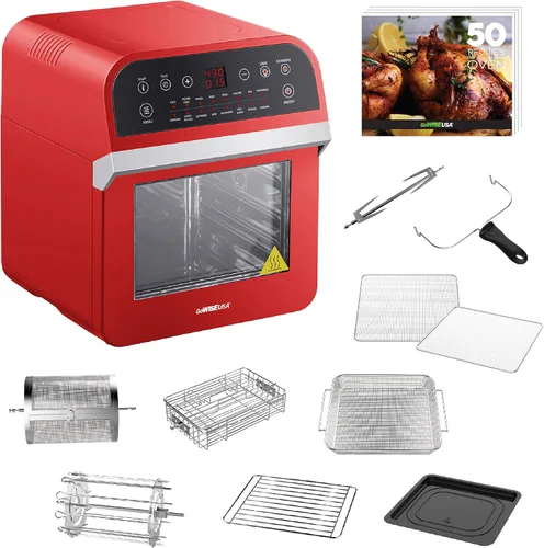 Miniatura 10 de GoWISE USA GW44800-O Freidora de aire eléctrica de lujo de 12.7 cuartos de galón, 15 en 1, con asador y deshidratador + 50 recetas QT, negro/plata