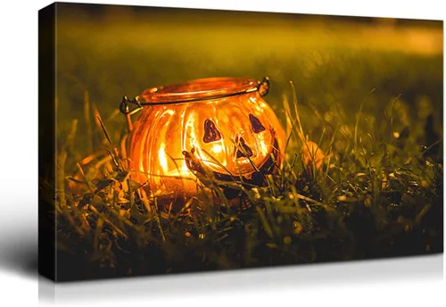 Miniatura 60 de Denozer - Pintura artística de pared de Halloween, impresión artística sobre lienzo para dormitorio, sala de estar, decoración de pared del hogar