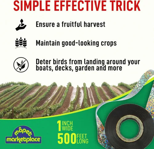 Miniatura 2 de Môpet Marketplace - Cinta repelente de pájaros de 500 pies Cinta reflectante de doble cara para pájaros Aves asustadas de huerto, jardín
