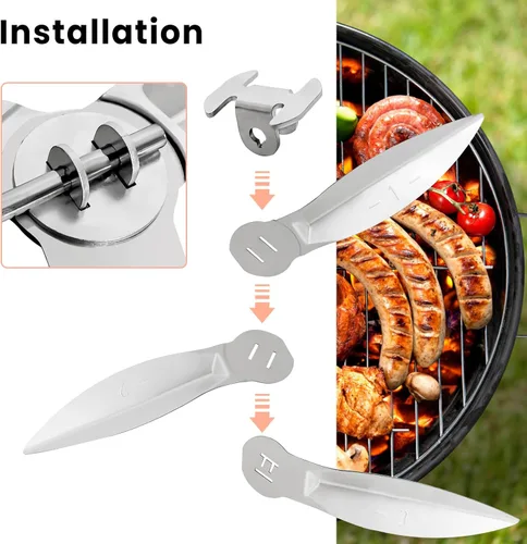 Miniatura 4 de Kit de sistema de limpieza de parrilla de 18-1/2 pulgadas compatible con Weber Kettle Grill 7443 90719 - Piezas de repuesto para parrilla de carbón
