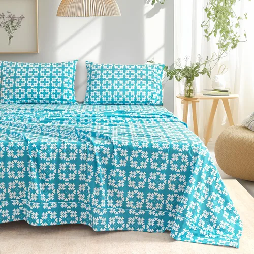 Miniatura 3 de Ramesses Juego de sábanas King de franela de microfibra estampada de poliéster, resistente a las manchas, suave y duradera, ropa de cama de 4 piezas
