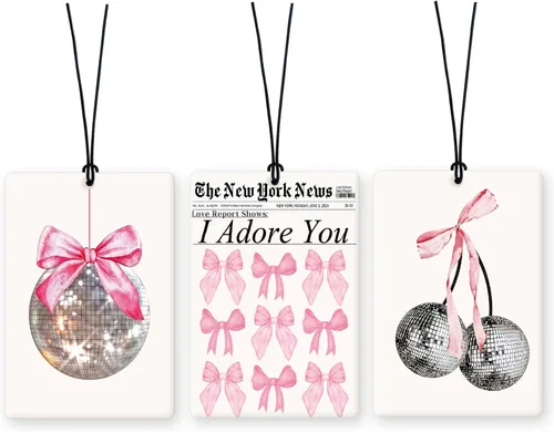 Miniatura 29 de Lacama Ambientador cristiano para automóvil, 3 piezas, lazo rosa y negro, coqueta con versículo bíblico cristiano, ambientador para mujeres y niñas