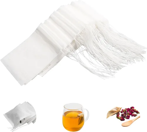 Miniatura 9 de Eketirry 100 bolsas de té desechables para té suelto, pequeña bolsa de té vacía con material de pulpa de madera, bolsa de filtro de té sin blanquear