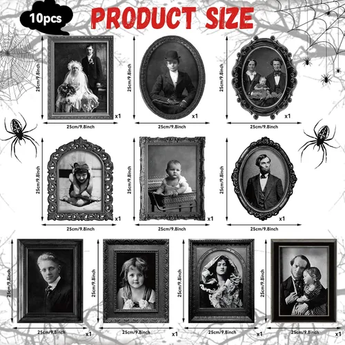Miniatura 2 de ZOIIWA 10 piezas de imágenes en movimiento de Halloween en 3D cambiantes de rostros góticos, retratos de terror, retratos de terror, para fiestas