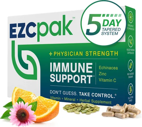 Suplemento EZC de zinc, equinácea púrpura y vitamina C. Apoyo inmunológico de 5 días, diseñado por médicos, 1, 1