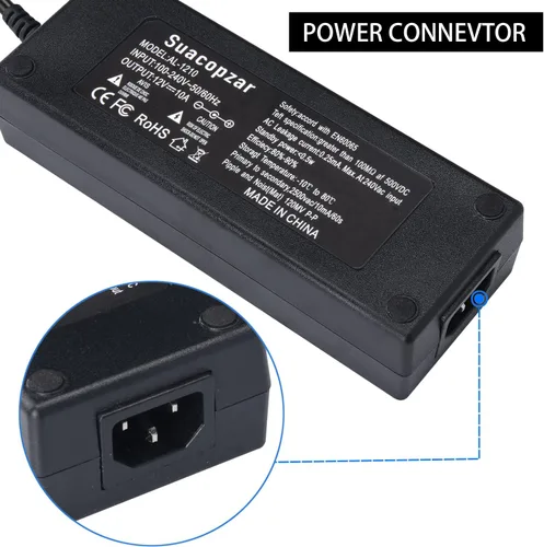 Miniatura 4 de 12V 10A Adaptador de energía para auto con enchufe hembra para mechero de cigarrillos, adaptador de fuente de alimentación AC 100-240V a DC 12V 10A
