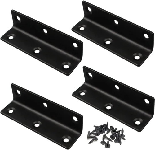 Miniatura 19 de Soportes en L, 4 unidades de soporte de esquina con ángulo, acero inoxidable superior, 4" x 1" M, 2 mm de espesor, para estante de madera, mueble