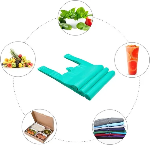 Miniatura 6 de LazyMe Bolsas para camisetas de plástico con asas a granel para tiendas y restaurantes, bolsas de plástico para negocio, 12 x 20 pulgadas