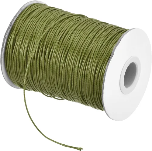 Miniatura 38 de MECCANIXITY Cordón encerado de poliéster encerado de 0.031 in, cuerda de cera de 175 yardas para hacer pulseras, collares, cuentas, joyería y Caqui