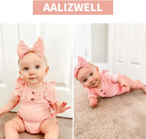 Miniatura 24 de Aalizzwell Body de manga corta para bebé niña con pantalones cortos acanalados