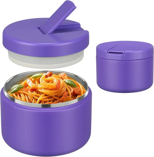 Miniatura 18 de Pawtong Tarro de comida aislado al vacío de 12 onzas con tapa de hebilla, termo de sopa de boca ancha para comida caliente para niños, contenedor