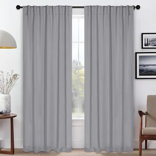 Miniatura 22 de BLUENILEMILLS Paneles de cortinas opacas para oscurecer la habitación con bolsillo para barra/pestañas traseras, cortinas perfectas para ventanas