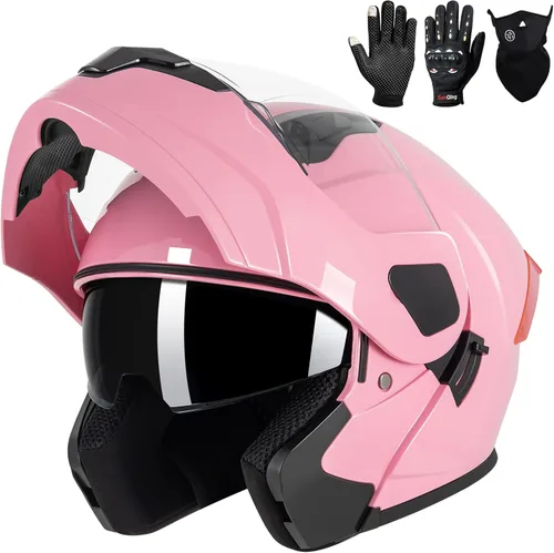 Miniatura 24 de Casco modular para motocicleta de adultos, con doble visera abatible, cara completa, aprobado por DOT para hombres, mujeres, moto, ATV, UTV, moto