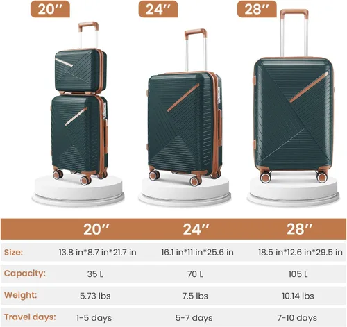 Miniatura 46 de Merax Equipaje, maleta extensible rígida con ruedas giratorias ligeras, Negro -, 40/48/52