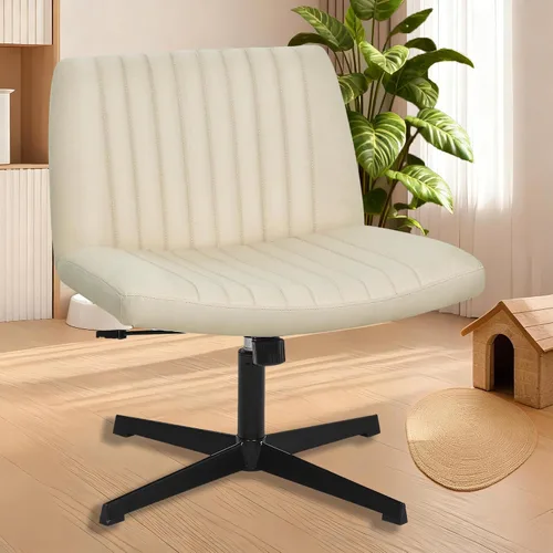 Miniatura 9 de Silla Criss Cross, Silla de Escritorio sin Brazos sin Ruedas, Silla de Oficina con Patas Cruzadas, Silla de Tocador Giratoria, Silla de Trabajo