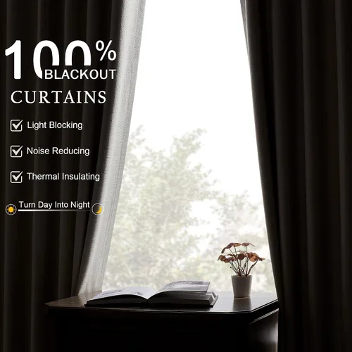 Miniatura 2 de Cortinas opacas de 54 pulgadas de largo para dormitorio, sala de estar, cortinas beige con aislamiento térmico, oscurecimiento de la habitación