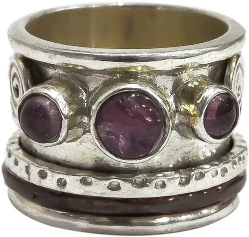 Miniatura 6 de Rose Quartz Spinner Band, Meditation Ring, 925 Sterling Silver Ring, Spinning Ring, Two Tone Ring, Fidget Ring, Handmade Jewelry, Christmas