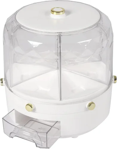 Miniatura 6 de Dispensador de arroz giratorio de 6 rejillas, contenedor de almacenamiento de granos giratorio de 360°, cubo de almacenamiento de granos de azúcar