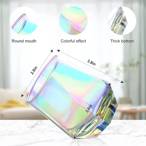 Miniatura 2 de Copa de vino sin tallo para vino tinto y blanco, cristalería iridiscente en forma de diamante para whisky, cóctel, regalo para aniversario, boda