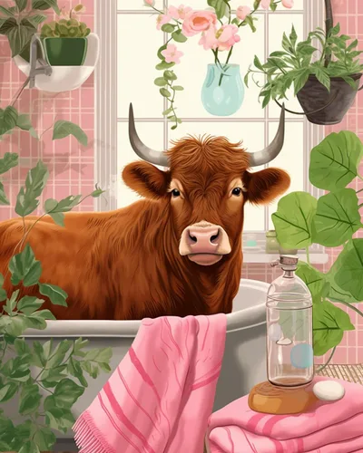 Miniatura 26 de Pintura por números para adultos, baño, animales, bricolaje, pintura al óleo digital, pintura acrílica, cebra, arte de pared, hojas verdes, bañera