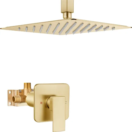 Miniatura 12 de Heyalan Juego de grifo de ducha cuadrado de acero inoxidable para baño, sistema de ducha tipo lluvia con una manija, kit de acabado de ducha de una