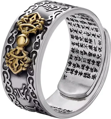 Anillo de Feng Shui ajustable decorativo ligero masculino chino Feng Shui Pixiu anillo de dedo joyería retro