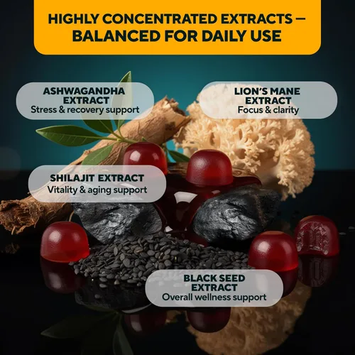 Miniatura 3 de VitaUp Gomitas Shilajit del Himalaya para hombres y mujeres – Gomitas Shilajit sin azúcar con ácido fúlvico – Energía pura, inmune y apoyo al