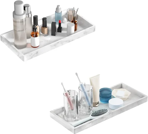 Miniatura 14 de BBK Bandeja de Tocador de Baño - Paquete de 2 (7.8" y 11.8") Bandejas de Silicona para Baño para Encimera, Bandeja para Perfume Llaves Baratijas