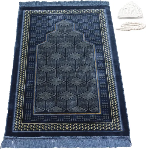 Modefa Alfombra de oración islámica turca, cómoda alfombra de oración musulmana para hombres y mujeres, alfombra de terciopelo suave Janamaz para
