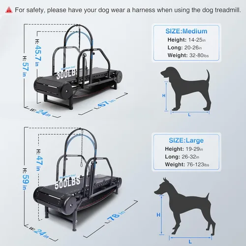 Miniatura 7 de Cinta de correr para perros grandes no motorizada con podómetro, caminadora ancha para correr, autoalimentada con freno, inclinación de 5 niveles