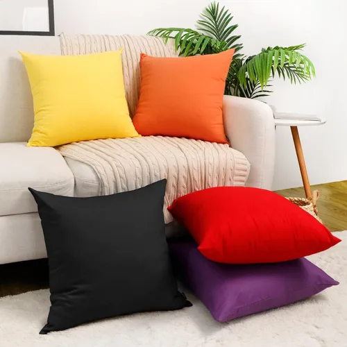 Miniatura 3 de Coddsmz Paquete de 4 fundas decorativas de 100% algodón para cojín cuadrado, funda de almohada de color liso para bricolaje, para sofá y dormitorio