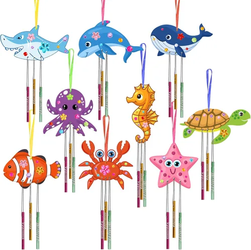 Miniatura 18 de Fennoral Paquete de 12 carillones de viento, manualidades de primavera para niños, artes y manualidades de madera para niñas y niños, haz tus Hueso