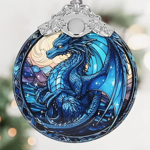 Miniatura 13 de Adorno colgante de vidrieras de Phoenix, idea de decoración para árbol de Navidad