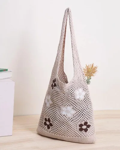 Miniatura 3 de ENBEI Bolsas bohemias, bolsa de punto de hombro, bolsa de mano Y2K estética, bolso de ganchillo lindo para mujeres, regalos hippie