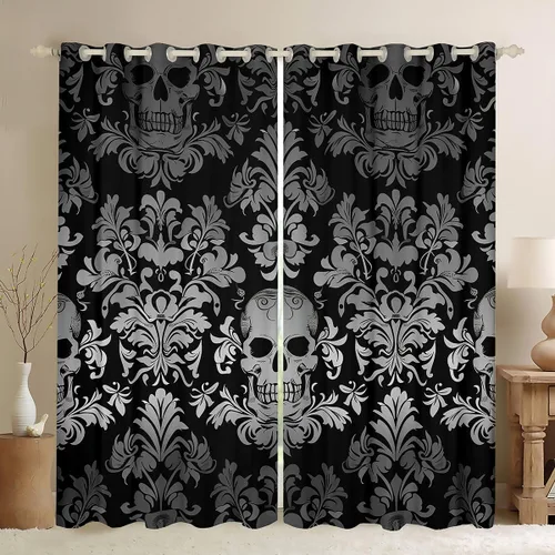 Miniatura 12 de Cortinas y cortinas de damasco turquesa para adultos, cortinas opacas barrocas victorianas antiguas, 2 paneles de 38 pulgadas de ancho x 54 pulgadas