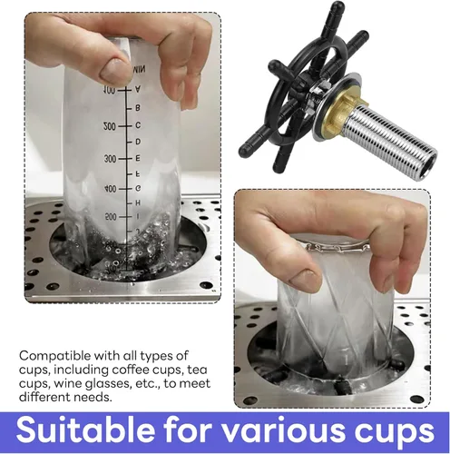 Miniatura 7 de Enjuagador de vidrio automático para lavadoras de vasos - Enjuagador de barra de acero inoxidable Enjuagador comercial para tazas de café de vidrio