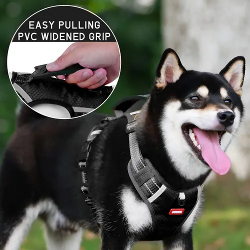 Miniatura 2 de Arnés para perro sin tirones, ajustable, reflectante, suave, acolchado, arnés de chaleco para perro pequeño, mediano y grande, con asa resistente