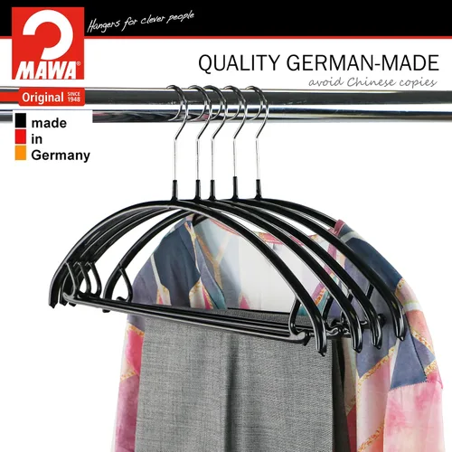 Miniatura 3 de MAWA Reston Lloyd Euro Series - Percha antideslizante con barra y ganchos para pantalones y faldas, estilo 42/U, juego de 2, color negro