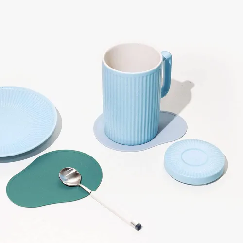 Miniatura 4 de Taza de café con tapa, taza de café de 16 onzas y taza de té con posavasos, adecuada para lavavajillas y microondas (azul)